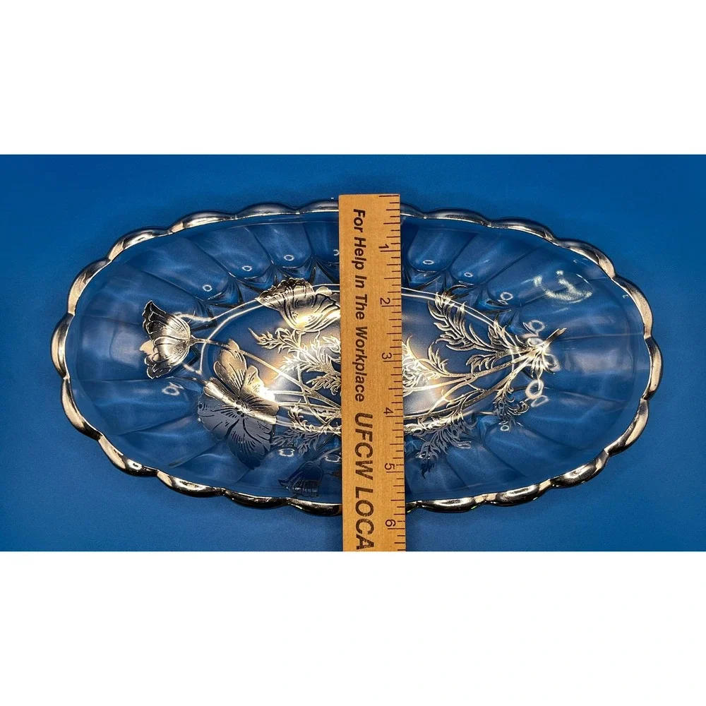 Silver City‎ Flanders Clear Celery Dish Silver Plated Inlay 10.5